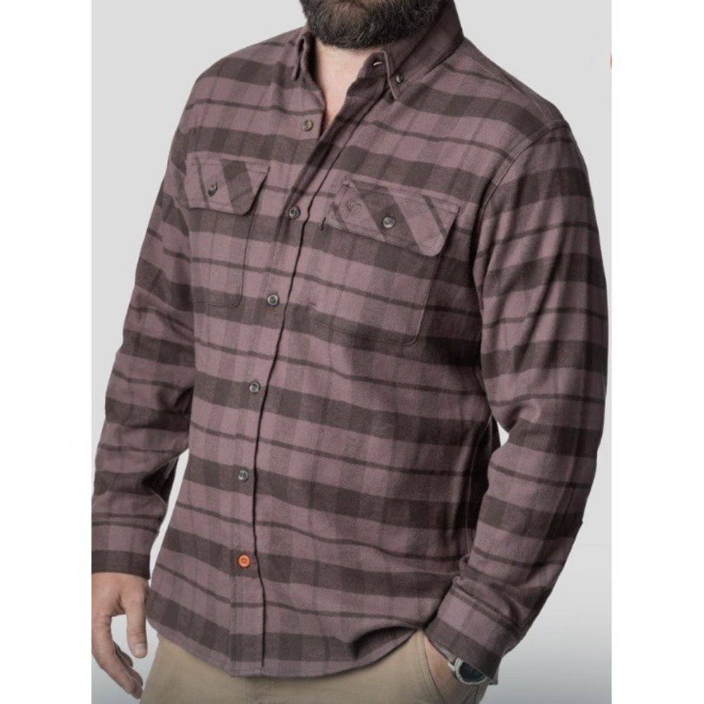 NWT Duck Camp Plaid Flannel Shirt L Brown LS Button Down Outdoor Hunting Cotton